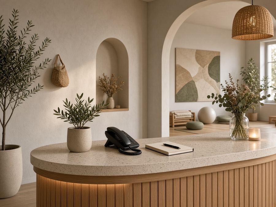 Contact desk at Studio Wildskin in Thessaloniki